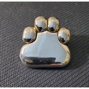 Vintage MJ Silvertone Paw Print Convertible Pendant,  Brooch / Pin